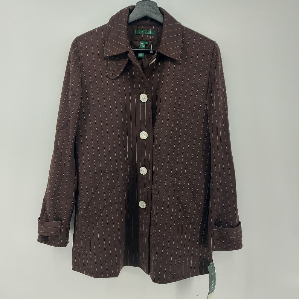 Lauren Ralph Lauren Wool Brown With White Pinstripes Size 10